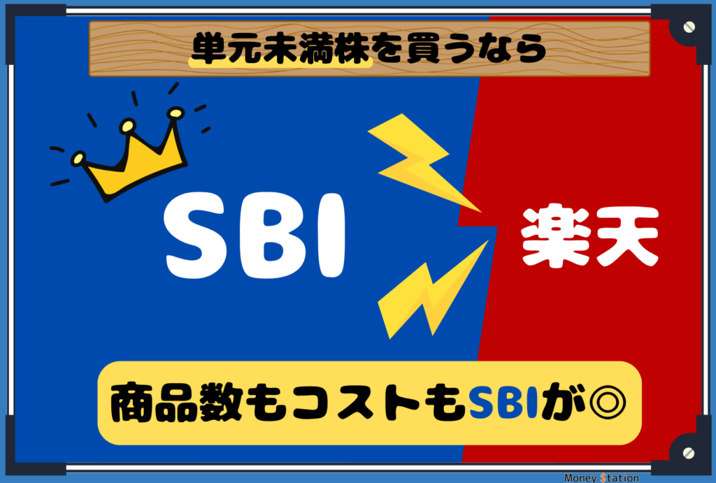 SBI証券と楽天証券の単元未満株比較画像